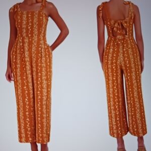 BCBG Paris Orange Patterned Jumpsuit